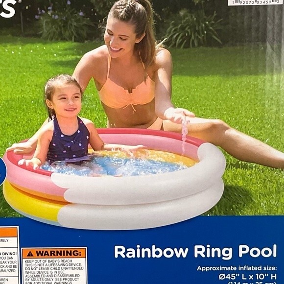 Inflatable Rainbow Ring Pool Kid and Dog Blow Up Outdoor New - Picture 5 of 5